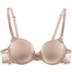 CHANTELLE Icone Underwire T-Shirt Bra in Sand Rose Satin Lace - Size 32DD